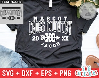May include: A black t-shirt with a white design that says "MASCOT CROSS COUNTRY 20 XC XX JACOB".