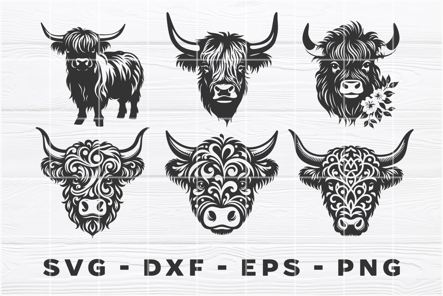 Highland Cow Svg - Highland Cow Bundle 1 - Svg - Dxf - Eps - Png ...