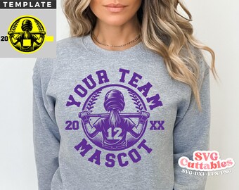 Softball svg - Softball Template - svg - eps - dxf - png - Silhouette -  Cricut Cut File - 0065 - Softball Team - Digital File