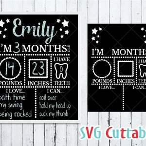 Baby milestone board svg, milestone svg, baby svg, dxf, eps, Silhouette, Cricut cut file, Téléchargement numérique