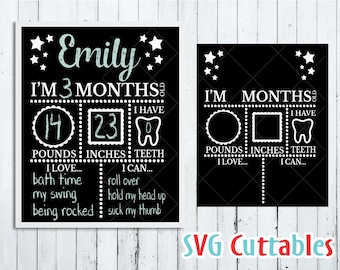 Baby milestone board svg, milestone svg, baby svg, dxf, eps,  Silhouette, Cricut cut file, Digital download