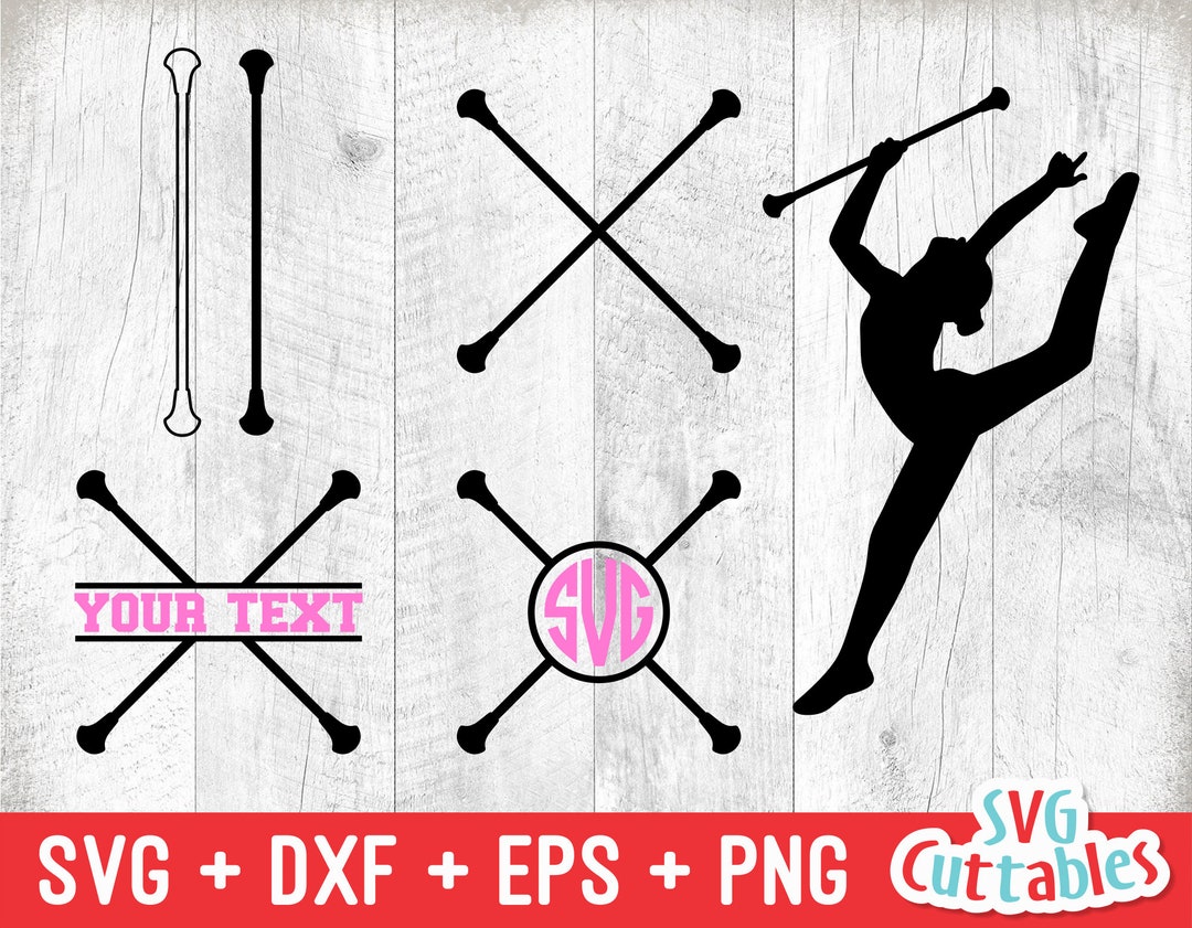 Baton Twirling Svg Majorette Cut File Svg Eps Dxf Png Monogram Frame