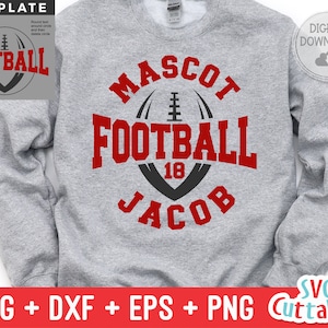 Football Cut File -  Football Template 0040 - svg - eps - dxf - Football Shirt Design - Silhouette - Cricut cut file, Digital download