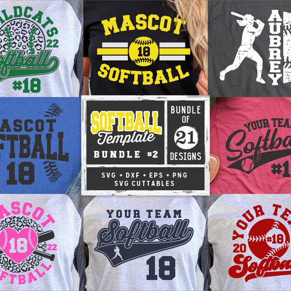 Softball svg Template Bundle - Softball svg Bundle - svg - eps - dxf - png - Silhouette -  Cricut Cut File - Softball Team - Digital File