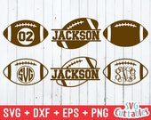 Football Monogram Frame svg - Football Cut File - svg - eps - dxf - png - Split Football - Silhouette - Cricut Cut File - Digital Download
