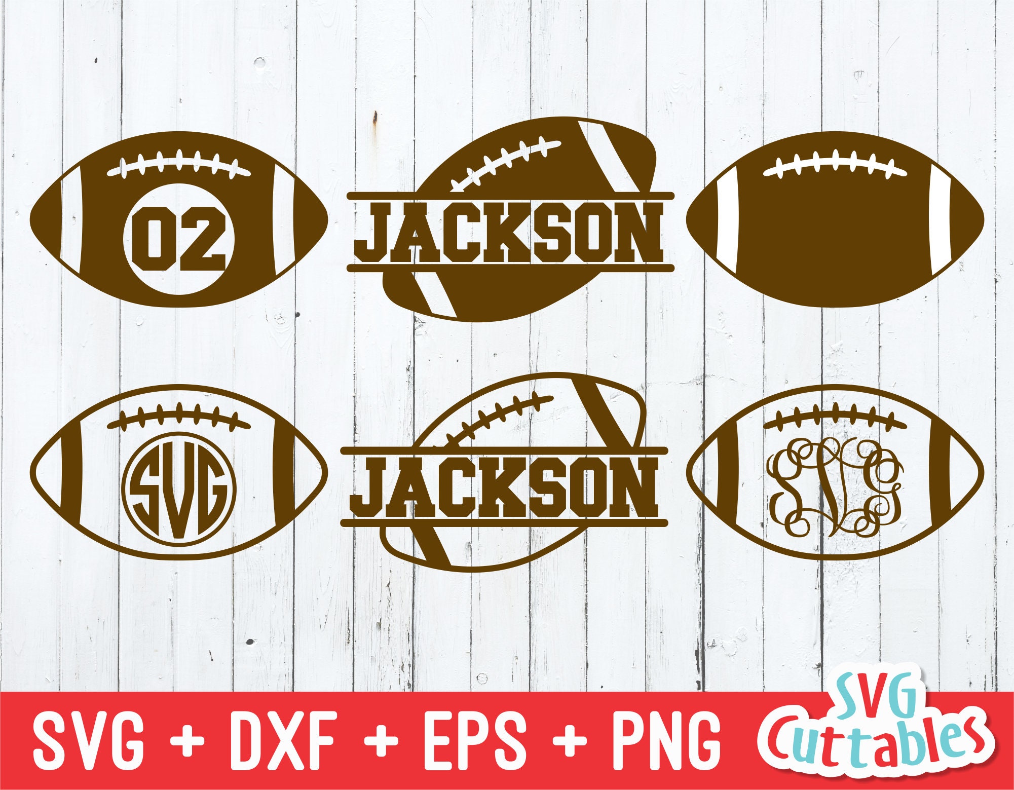 Split Football Monogram Football Monogram Frame Svg - Football Cut File - Svg - Eps - Dxf - Png ...