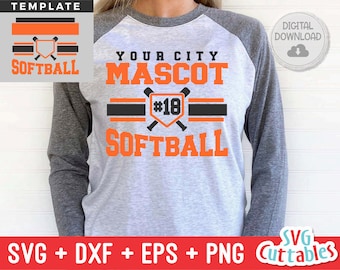 Softball svg - Softball Template - svg - eps - dxf - png - Silhouette -  Cricut Cut File - 0033 - Softball Team - Digital File