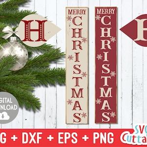 Merry Christmas Sign svg - Vertical Sign Design - svg - eps - dxf - png - Silhouette - Cricut - Cut File - Digital Download