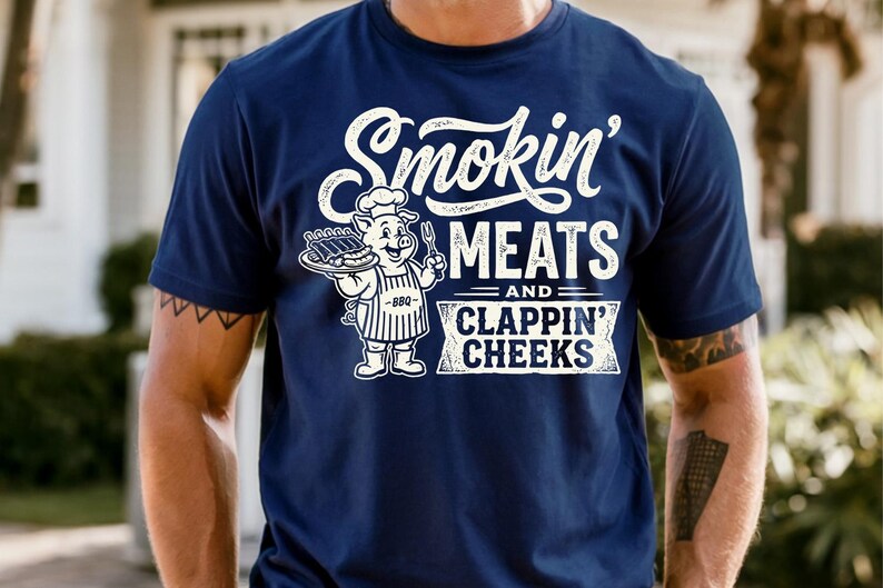 Smokin Meats SVG PNG, Funny BBQ Shirt Design, Grill Cut File, Cookout Graphic image 15