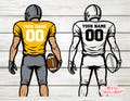 Football Player svg -  Football Player Template 0080 - svg - eps - dxf - png Shirt Design - Silhouette - Cricut cut file, Digital File