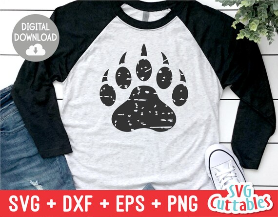 Distressed Bear Paw Print svg, Grizzlies paw print, grunge paw print, paw cut file, grizzly paw print, Silhouette, Cricut cut file
