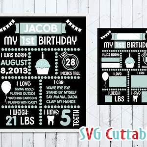 Birthday tableau svg, First Birthday svg, Birthday cut file, svg, dxf, eps, birthday stats, Silhouette, Cricut cut file, Digital download