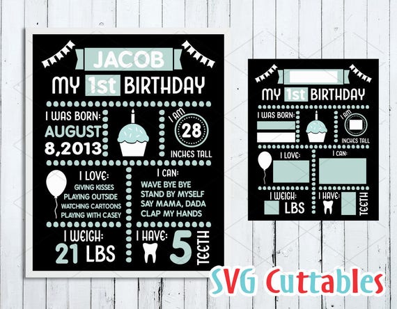 Download Birthday Chalkboard Svg First Birthday Svg Birthday Cut Etsy