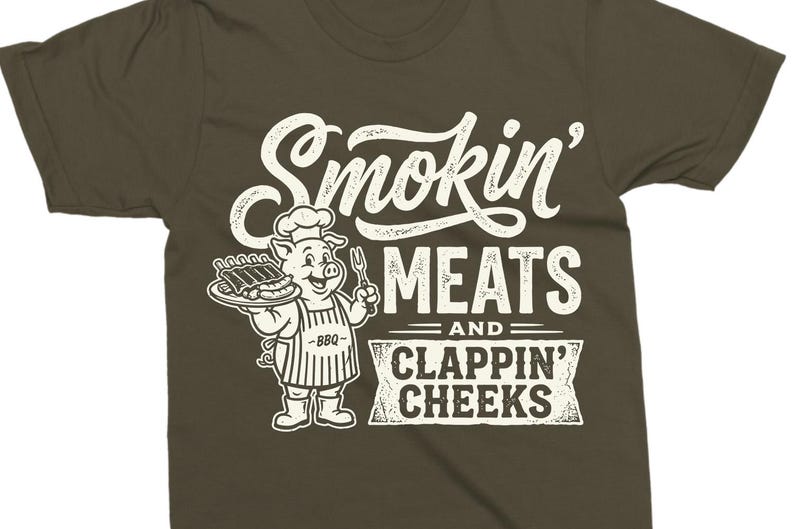 Smokin Meats SVG PNG, Funny BBQ Shirt Design, Grill Cut File, Cookout Graphic image 9