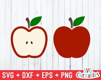 Apple svg - Apple Cut File- Apple Half - Teacher svg - svg - dxf - eps - png - Silhouette - Cricut - Digital File