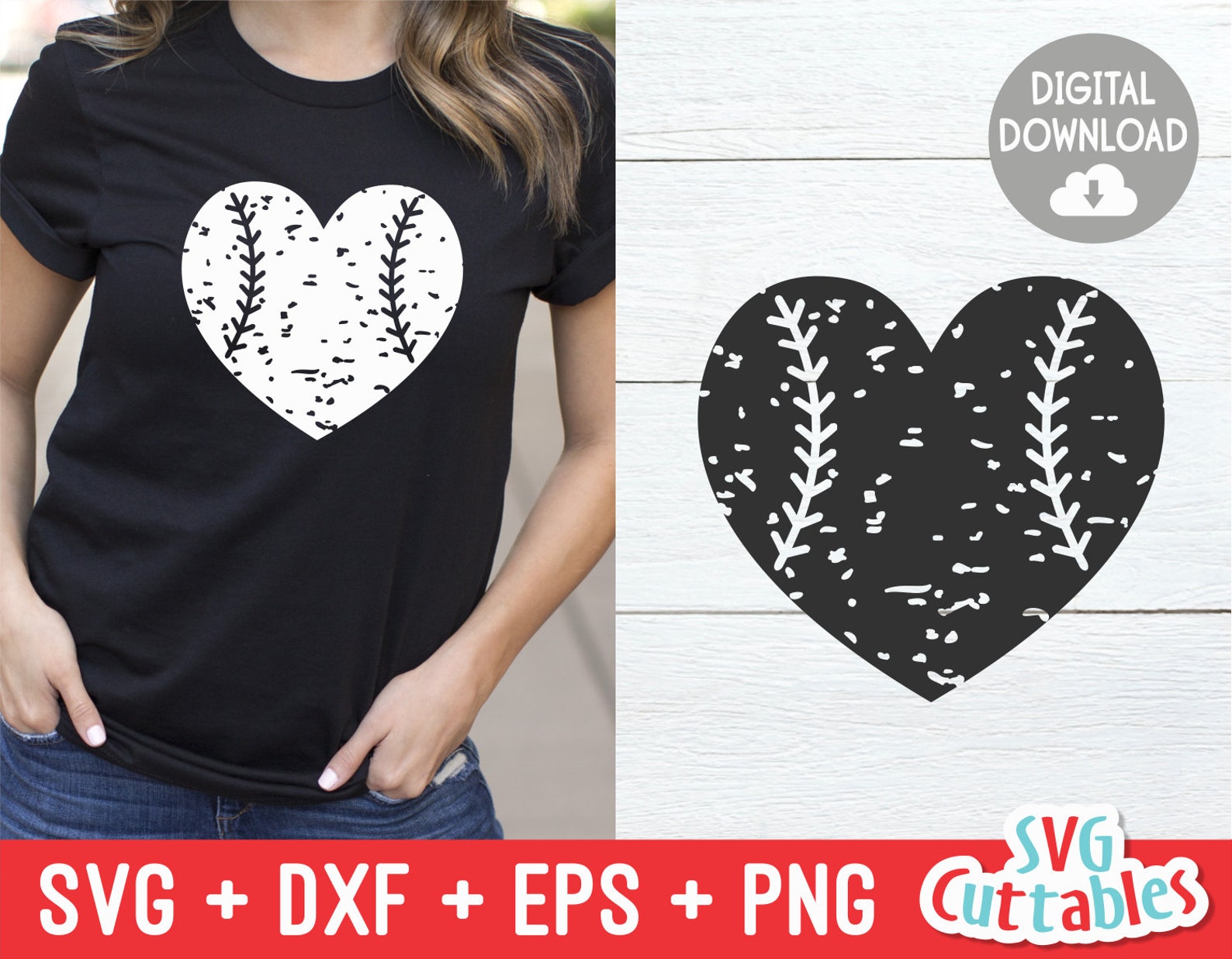 Distressed Baseball Heart Svg Distressed Softball Heart Svg Etsy