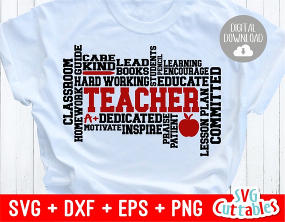 Download Teacher Svg Teacher Word Art Svg Dxf Eps Png Cut Etsy