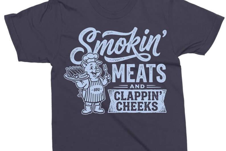 Smokin Meats SVG PNG, Funny BBQ Shirt Design, Grill Cut File, Cookout Graphic image 4
