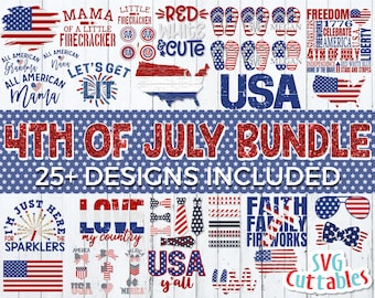 Fourth of July Bundle svg - Patriotic Cut File - 4th of July - USA - Flag - svg - svg - dxf - eps - png - Silhouette - Cricut - Digital File