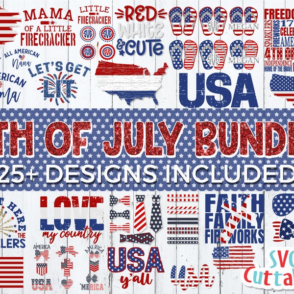 Fourth of July Bundle svg - Patriotic Cut File - 4th of July - USA - Flag - svg - svg - dxf - eps - png - Silhouette - Cricut - Digital File