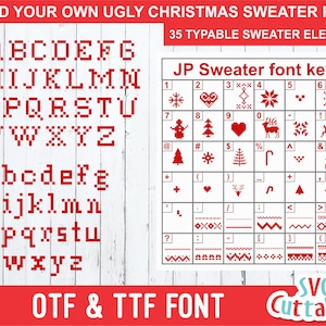 Christmas Sweater font, Christmas font, otf, Ugly Christmas Sweater, JP Sweater font, Silhouette, Cricut cut file, digital download