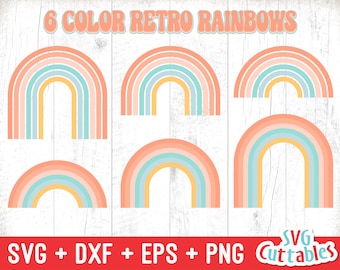 Retro Rainbow svg, Rainbow Cut File, 6 Color Rainbow svg, Silhouette File, Cricut Cut File, Digital Download