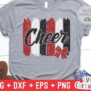 Cheer svg - Cheer Cut File - Cheer Bow svg - dxf - eps - png - Cheer Brush Strokes - Silhouette - Cricut - Digital Download