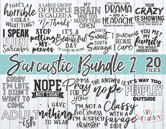 Sarcastic Bundle 2 svg - Sarcastic Cut File - Funny - Quote - svg - svg - dxf - eps - png - Silhouette - Cricut - Digital File