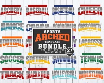 Sports Arched Template Bundle svg - Cut Files - svg - eps - dxf - Sports Templates svg - Silhouette - Cricut - Cut File - Digital Download