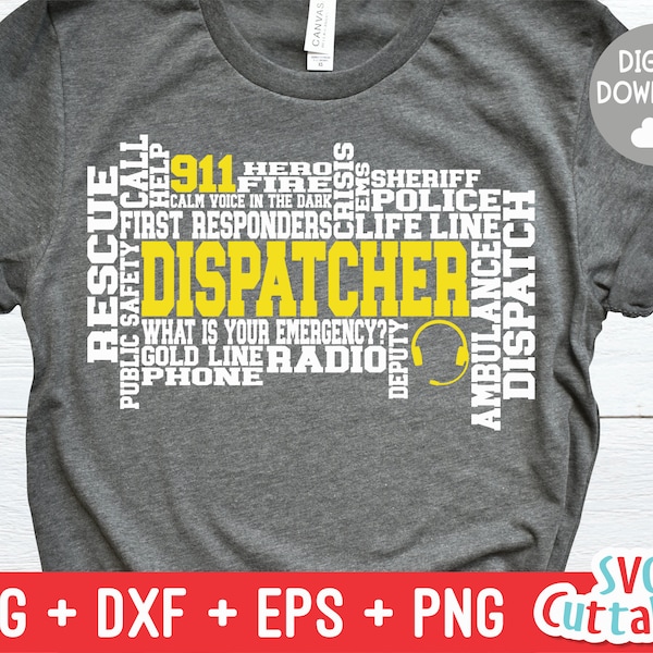 911 Dispatcher svg - Dispatcher Cut File - svg - eps - dxf - png - Word Art -  Subway Art - Silhouette -  Cricut - Cut File