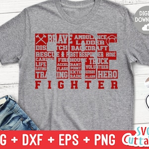 Firefighter svg - Firefighter Word Art svg - dxf - eps - png - Subway Art - Silhouette - Cricut File - Digital Cut File