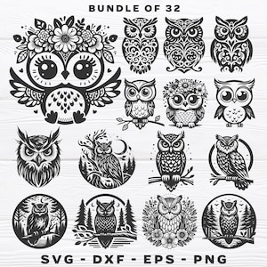 Hibou svg - hibou Bundle 1 - svg - dxf - eps - png - vecteur - Silhouette - Cricut - Laser - fichier numérique