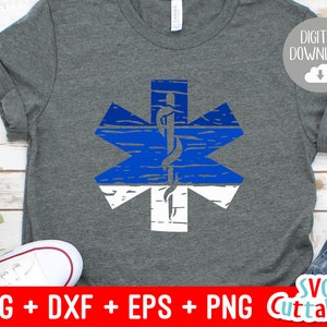 Distressed Star of Life svg - EMS - EMT - Paramedic - svg - eps - dxf - png - Grunge - Star of Life - Silhouette -  Cricut - Cut File