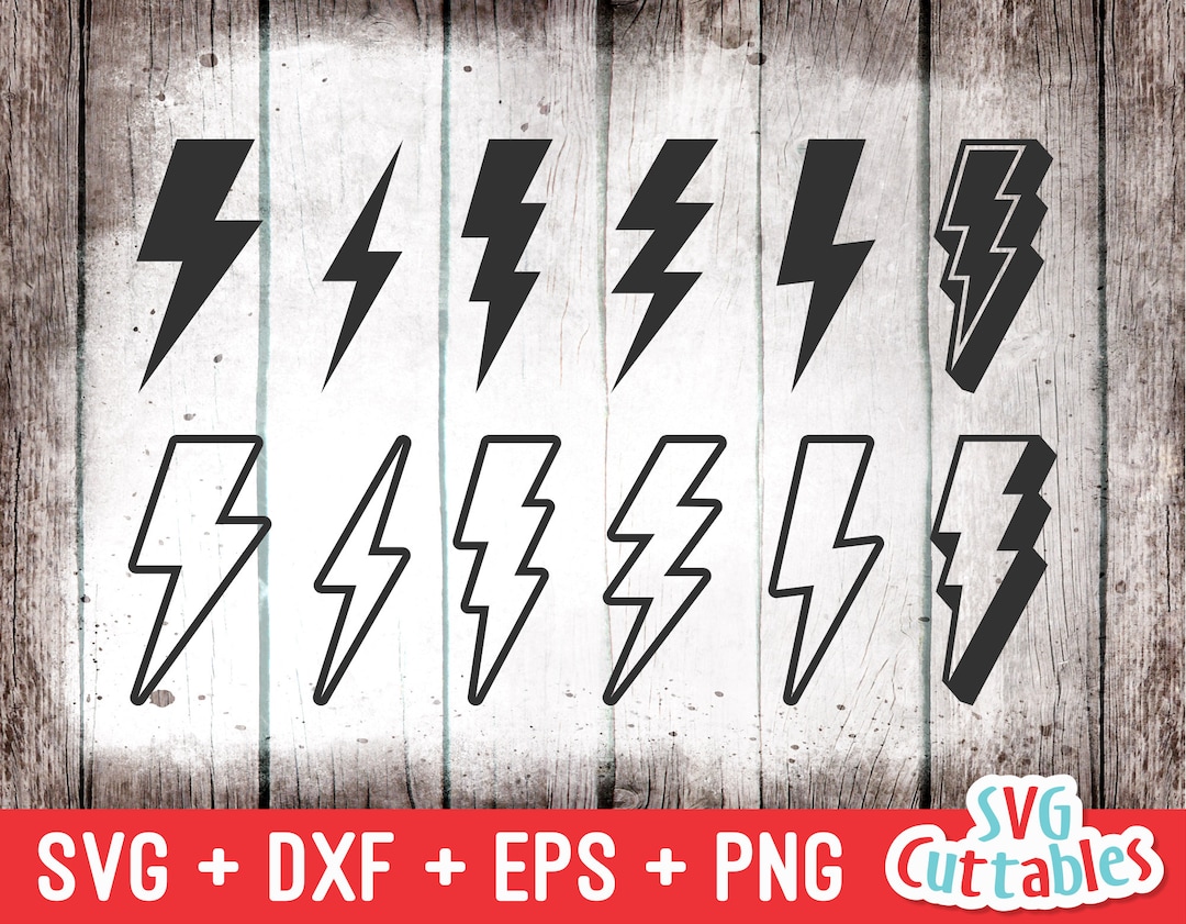 Lightening Bolt Svg Thunder Cut File Svg Dxf Eps Png Silhouette Cricut