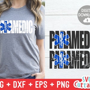 Distressed Paramedic svg - Paramedic Cut File - svg - eps - dxf - png - Grunge - Star of Life - Silhouette -  Cricut - Cut File