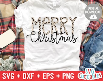 Merry Christmas svg - Christmas svg - Cut File - svg - eps - dxf - png - Leopard Print - Plaid - Silhouette - Cricut file - Digital File