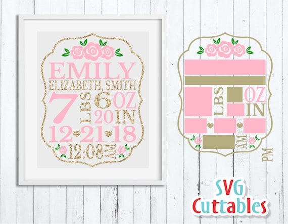 Download Baby Birth Announcement Svg Dxf Eps Baby Stats Metric Etsy