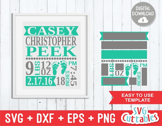 Download Baby Birth Announcement Svg Birth Stats Svg Baby Svg Dxf Etsy