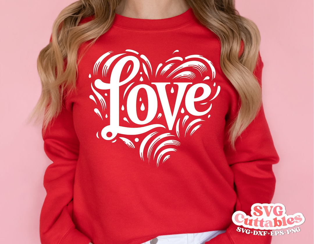 Love Heart Svg - Valentine's Day - Svg - Dxf - Eps - Png - Silhouette ...
