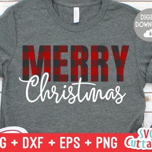 Joyeux Noël svg - Noël svg - Fichier coupé - svg - eps - dxf - png - Buffalo Plaid - Plaid - Silhouette - Fichier Cricut - Fichier numérique