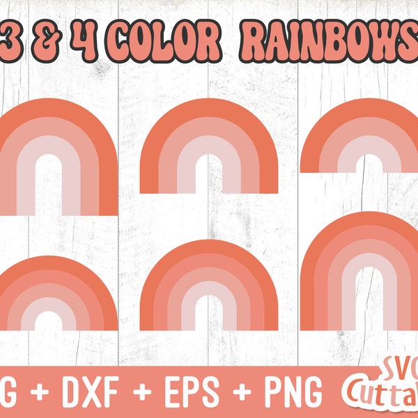 Rainbow svg Set of 6, Rainbow Cut File, 3 Color Rainbow and 4 Color Rainbow svg, Silhouette File, Cricut Cut File, Digital Download