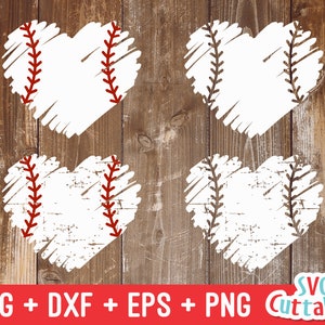 Baseball Heart svg - Softball Heart svg - Distressed - Grunge - Cut File - svg - dxf - eps - png - Silhouette - Cricut - Digital download