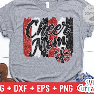 Cheer Mom svg - Cheer Mom Cut File - Cheer Pom Pom svg - dxf - eps - png - Cheerleader - Brush Strokes - Silhouette - Cricut - Digital File