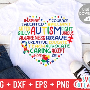 Autism Heart Subway Art svg - Autism Cut File - Word Art - Autism Puzzle - svg - svg - dxf - eps - png - Silhouette - Cricut - Digital File