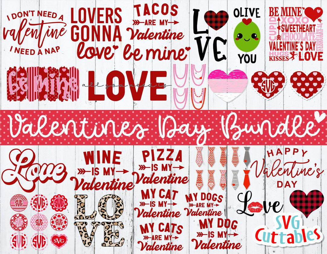 Valentine's Day Bundle Svg - Valentine's Svg Bundle - Svg - Dxf - Eps ...