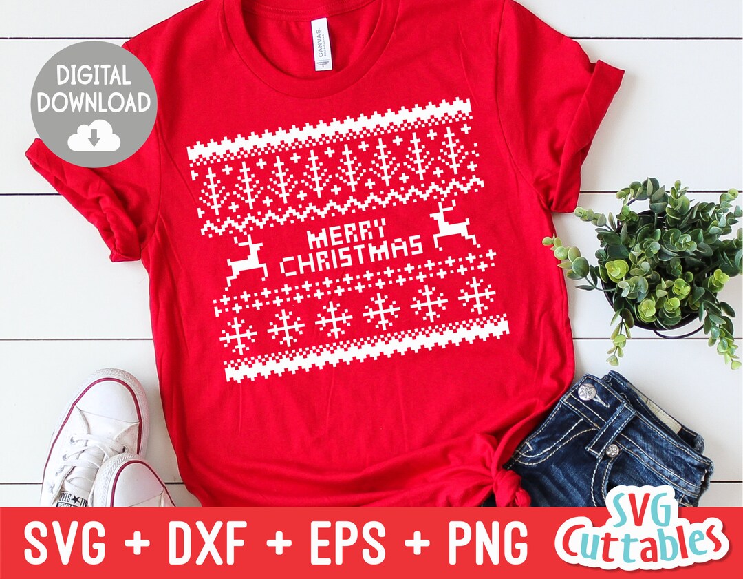 Christmas Sweater Svg - Ugly Sweater - Merry Christmas - Cut File - SVG ...