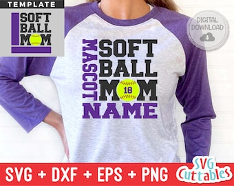 Softbal svg - Softbal Template - svg - eps - dxf - png - Silhouet - Cricut Cut File - 0028 - Softball Mom - Digitaal bestand