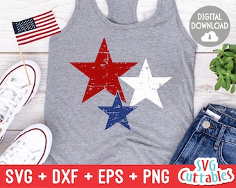 Red White & Blue Stars svg - Patriotic Cut File - 4th of July - Fourth of July - svg - dxf - eps - png - Silhouette - Cricut - Digital File