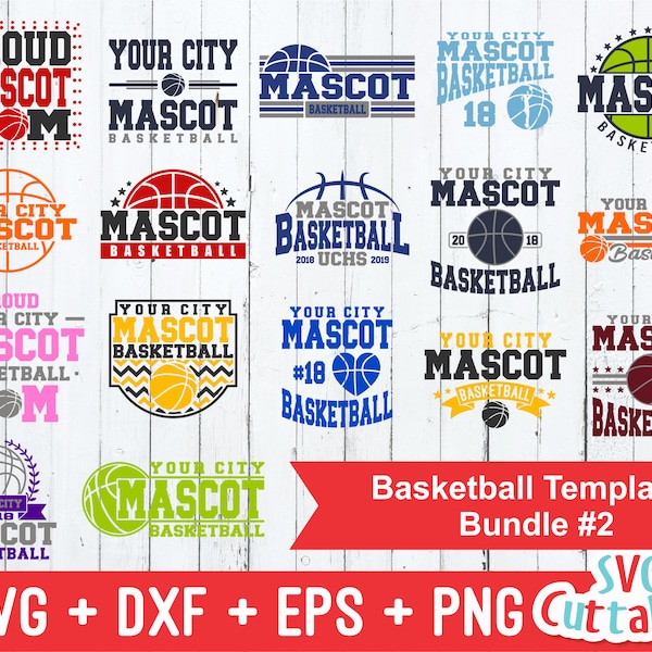 Basketball Bundle SVG - Template Bundle 2 - svg - eps - dxf - png - Basketball svg - Team - Silhouette - Cricut Cut File - Digital File