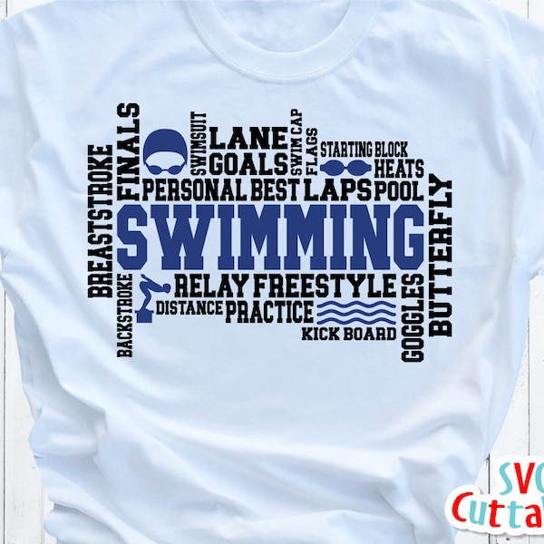Swimming svg - Swim - Word Art svg - eps - dxf - Subway Art - Cut File - Silhouette - Cricut file - Digital Download